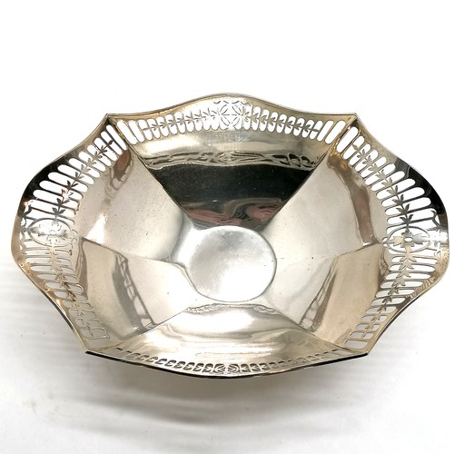 188 - 1912 silver centrepiece with pierced edge by Roberts & Belk Ltd with later (1917) inscription to bas... 