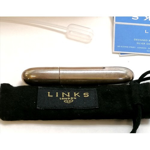 202 - Links of London 2012 Olympic Games silver travelling scent bottle - 9cm long & total weight 22g in u... 