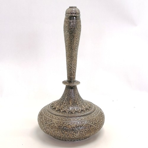 249 - Large Indian silver vessel with lid with profuse decoration - 28cm high & 700g ~ in overall good use... 