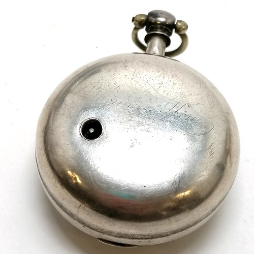 260 - Antique double silver cased verge pocket watch by William Manning, Steyning - 55mm diameter & does h... 