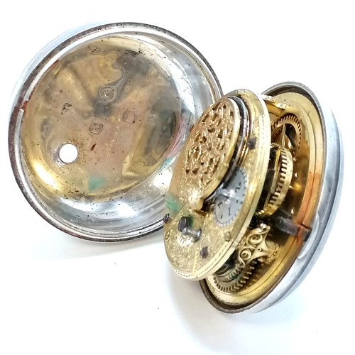 260 - Antique double silver cased verge pocket watch by William Manning, Steyning - 55mm diameter & does h... 