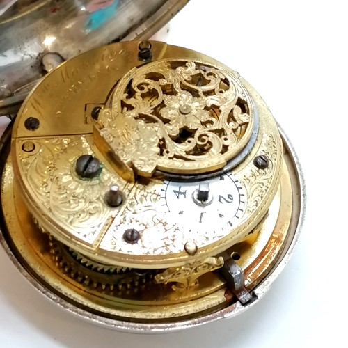 260 - Antique double silver cased verge pocket watch by William Manning, Steyning - 55mm diameter & does h... 