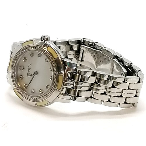 261 - Ladies Bulova accutron mother of pearl diamond set quartz watch - running- We cannot guarantee the k... 