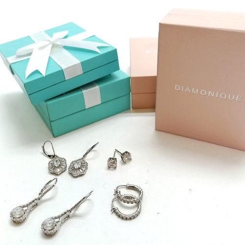 292 - 4 x pairs of silver earrings all set with CZ (in boxes)