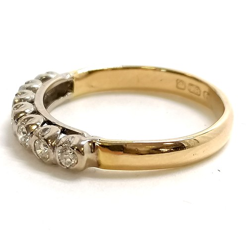 345 - 18ct hallmarked gold 7 stone diamond  ring - size P½ & 3.4g total weight