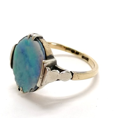 350 - 9ct marked gold opal & diamond set ring - size J t/w 9ct marked gold opal ring - size M½ (a/f - ston... 