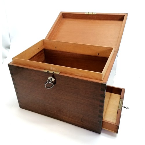 709 - Mahogany tea caddy with bun feet and brass escutcheons missing mixing bowl and inner lids and lose o... 