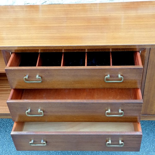 710 - Mid century, 1960's stamped, G-Plan teak sideboard with 3 drawers to the centre (one drawer is stamp... 