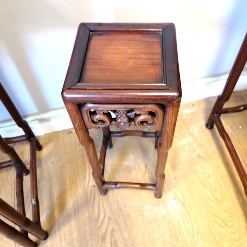 167 - Nest of 4 Rosewood Chinese side tables, largest 39cm x 39cm x 74cm high, to this one the top has sli... 