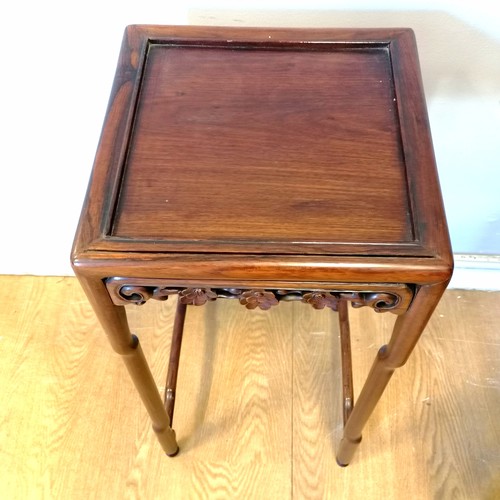 167 - Nest of 4 Rosewood Chinese side tables, largest 39cm x 39cm x 74cm high, to this one the top has sli... 