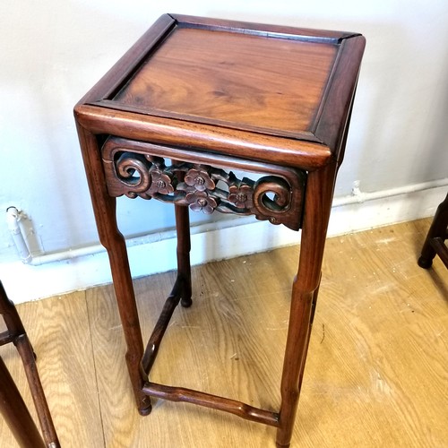 167 - Nest of 4 Rosewood Chinese side tables, largest 39cm x 39cm x 74cm high, to this one the top has sli... 