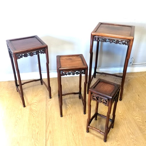 167 - Nest of 4 Rosewood Chinese side tables, largest 39cm x 39cm x 74cm high, to this one the top has sli... 