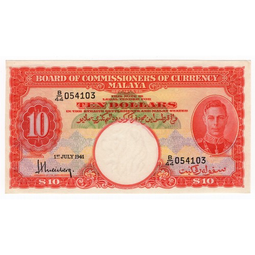 6 - 1945 (1941) Malaya : British administration 10 dollars banknote