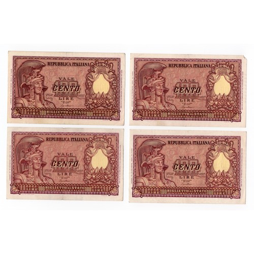 19 - 7 x 1951 Italy 100 lire banknotes