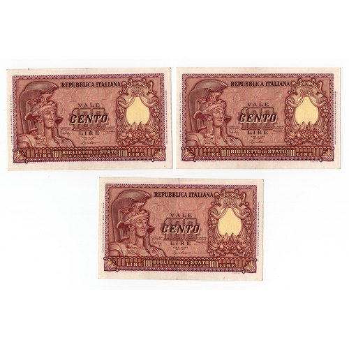 19 - 7 x 1951 Italy 100 lire banknotes