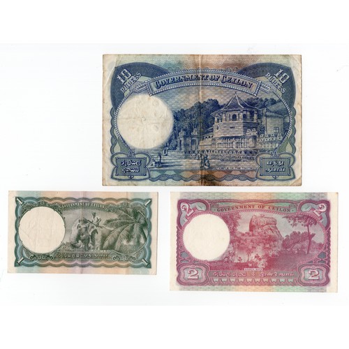 22 - 5 x Ceylon : British administration banknotes ~ 1942 1 rupee, 2 rupees, 2 x 5 rupees & 1944 10 rupee... 