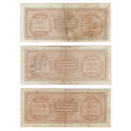 24 - 7 x 1943A Italy : Allied military currency 500 lire banknotes