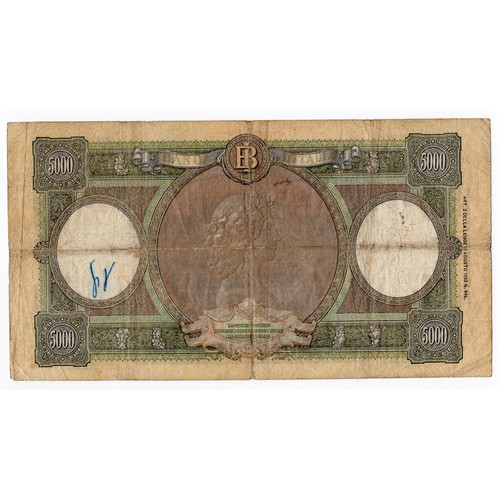 26 - 2 x Italy banknotes ~ 1940 1000 lire (has pinhole, couple of 'thins' & 3mm tear on right hand side) ... 