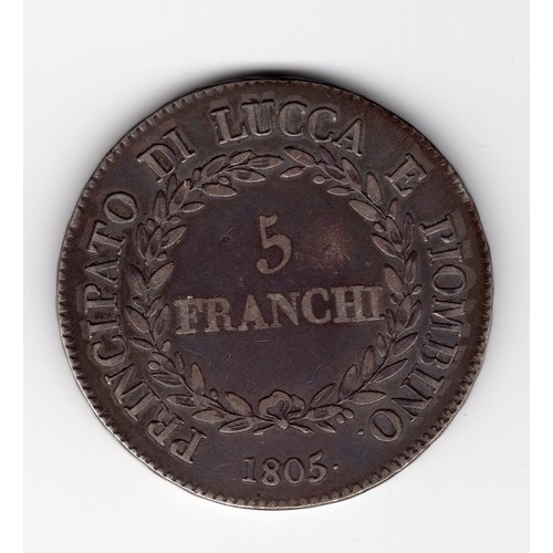 34 - 1805 Italy : Lucca Felix (Bacciocchi) & Elisa (Bonaparte) 5 franchi coin