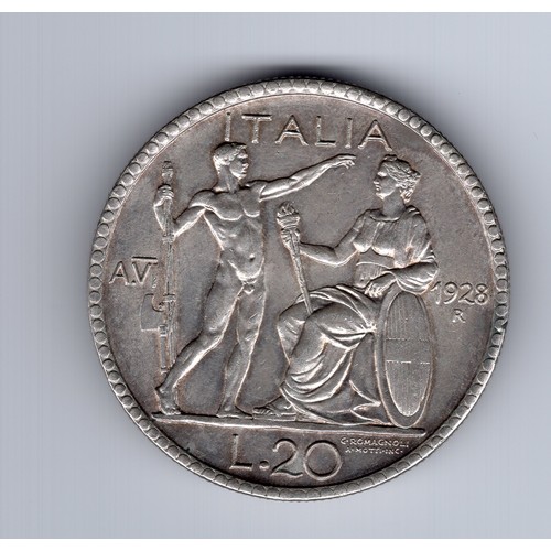 39 - 1928 (VI) Italy Vittorio Emanuele III 20 lire coin