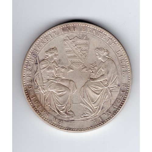 44 - 1854 Germany : Saxony death of King Frederich August II 1 thaler coin - (edge (F) VII eine feine mar... 