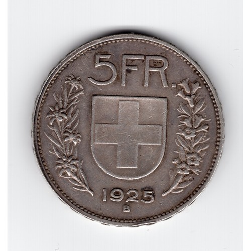 46 - 1925 Switzerland William Tell 5 francs coin