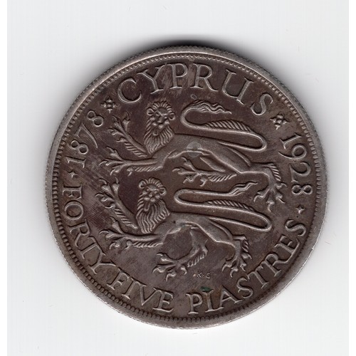 54 - 1928 Cyprus George V 50th anniversary of GB rule 45 piastres (previously catalogued as a PROOF?) coi... 