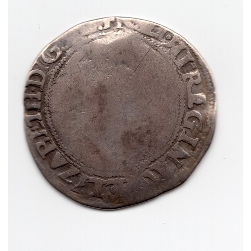 78 - 1560-61 (martlet mintmark) Elizabeth I 1 shilling coin ~ the coin is slightly mis-shapen