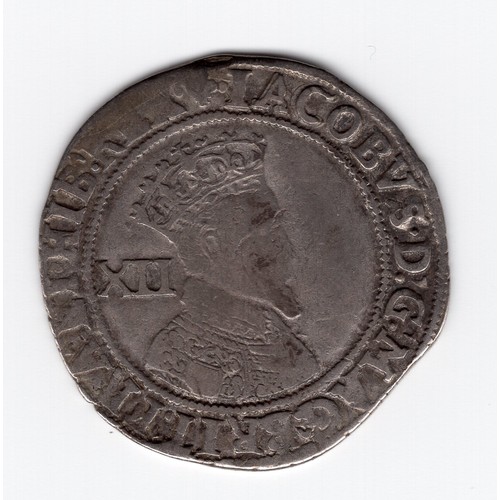 82 - 1607 (grapes mintmark?) James I 1 shilling coin