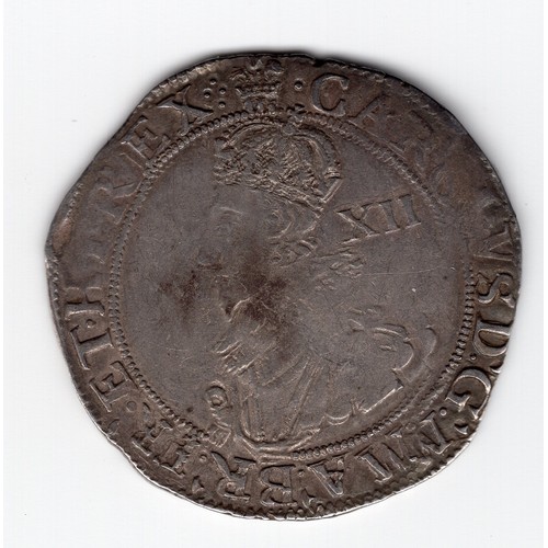 90 - 1630-31 (plume mintmark) Charles I 1 shilling coin - oval shield (CR above) reverse