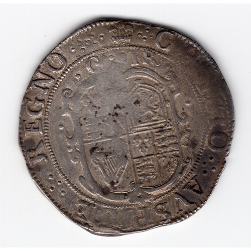 90 - 1630-31 (plume mintmark) Charles I 1 shilling coin - oval shield (CR above) reverse