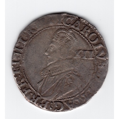 91 - 1625-26 (cross calvary mintmark) Charles I 1 shilling coin - shield on cross fourchee reverse