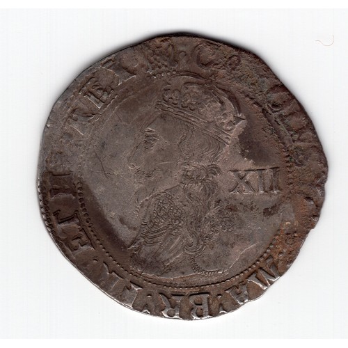 92 - 1633-34 (portcullis mintmark) Charles I 1 shilling coin - oval shield (CR at sides) reverse