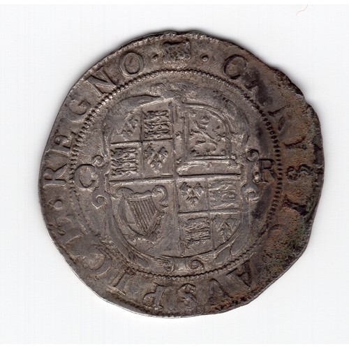 92 - 1633-34 (portcullis mintmark) Charles I 1 shilling coin - oval shield (CR at sides) reverse