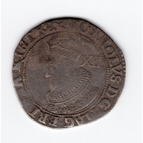 93 - 1625 (lis mintmark) Charles I 1 shilling coin - shield on cross fourchee reverse