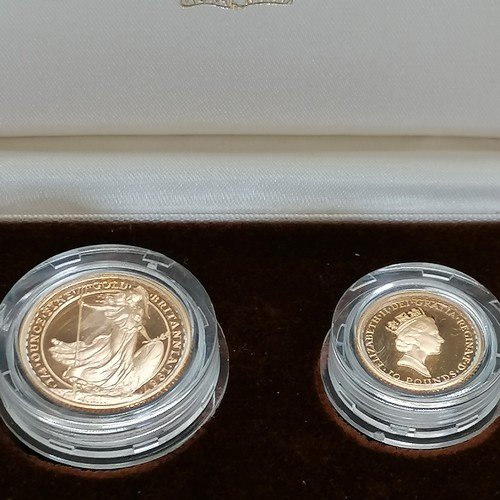 122 - Cased 1987 Britannia ¼oz (£25) + 1/10oz (£10) gold coin #04579