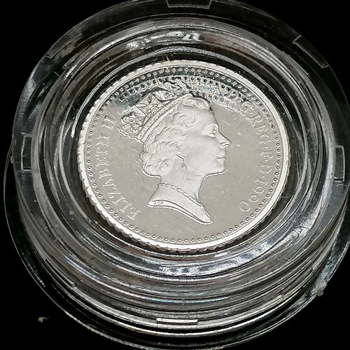 127 - Cased 1990 silver piedfort 5p coin