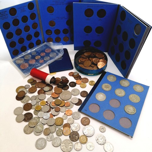 133 - Qty of coins - mostly GB inc silver + a few foreign coins