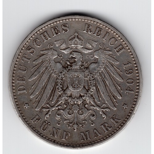 146 - 1904 (E) Germany : Saxony-Albertine 5 mark coin