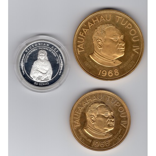 157 - Tonga 1996 Victorian age 50 seniti coin t/w 1968 Taufa'ahau Tupou IV 1 pa'anga & 2 pa'angas coins bo... 