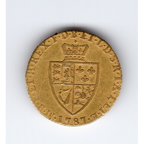 165 - 1787 GB George III ½ guinea coin - worn (4.09g)