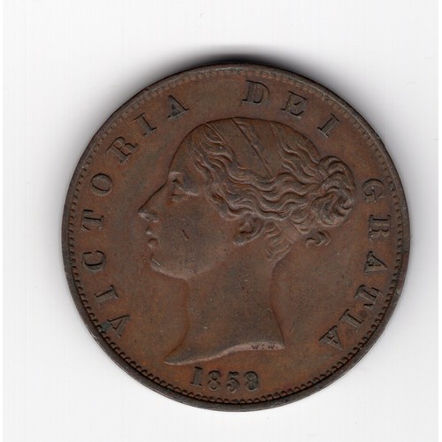 169 - 1858/6 GB Queen Victoria ½ pence coin