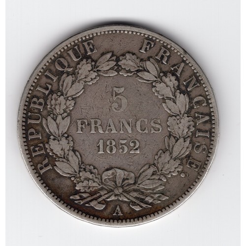 192 - 1852 (A) France Napoleon III 5 francs coin