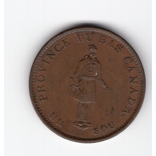 214 - 1837 Province du Bas Canada 1 sou (½ penny) bank token