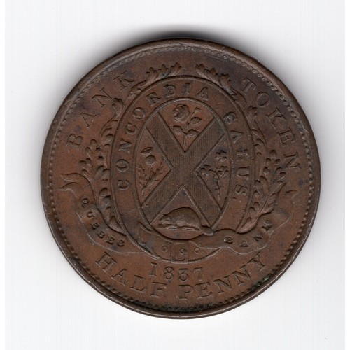 214 - 1837 Province du Bas Canada 1 sou (½ penny) bank token