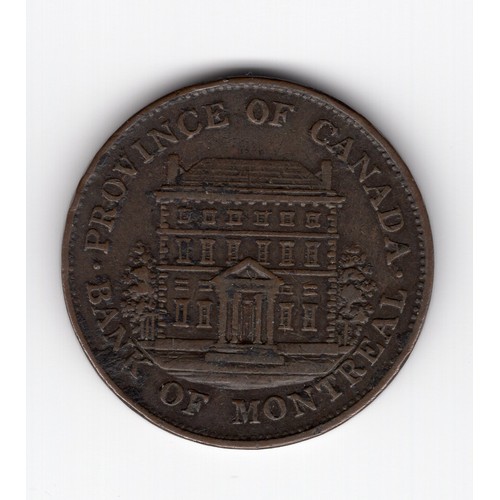 216 - 1844 Canada : Bank of Montreal 1 sou (½ penny) bank token