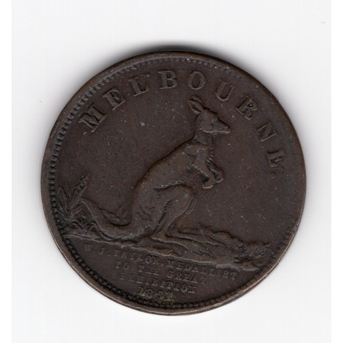 217 - 1851 Australia : Melbourne W J Taylor ½ penny token