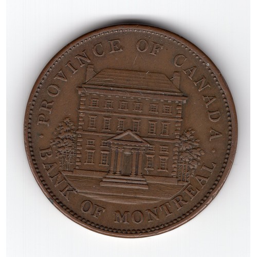 218 - 1842 Canada : Bank of Montreal 2 sous (1 penny) bank  token