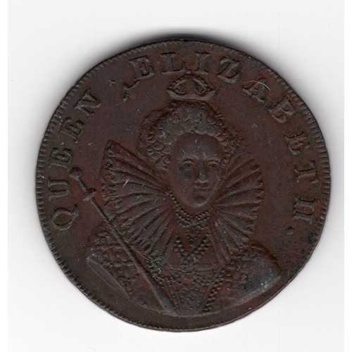 220 - 1795 Chichester ½ penny token with Queen Elizabeth I obverse & Britannia reverse and 'We promise to ... 