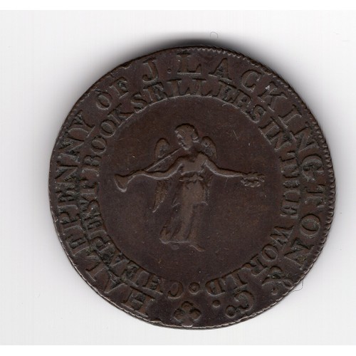 223 - 1794 Middlesex : J Lackington's ½ penny token with slant-reeded edge